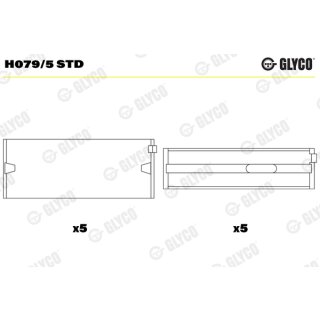 Kurbelwellenlager Hauptlager Glyco (H079/5 STD) - Satz 10 Stck. (Standard-Maß) - Audi VW 1.6 1.9 2.0 TD/TDI PDE (ab 2000)